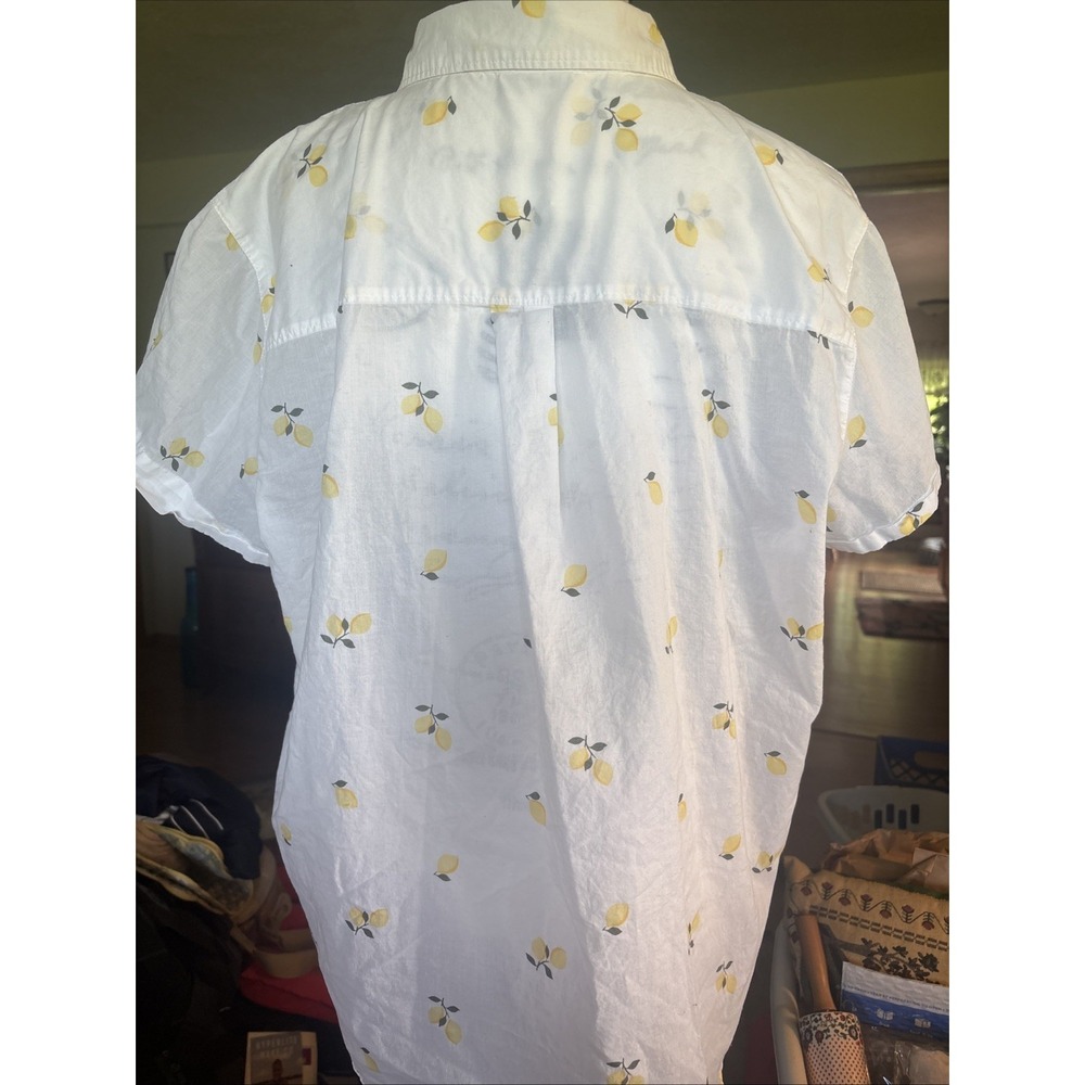 St Johns Bay Short Sleeve Collared Button Up White With Lemons Size XL - Picture 2 of 5